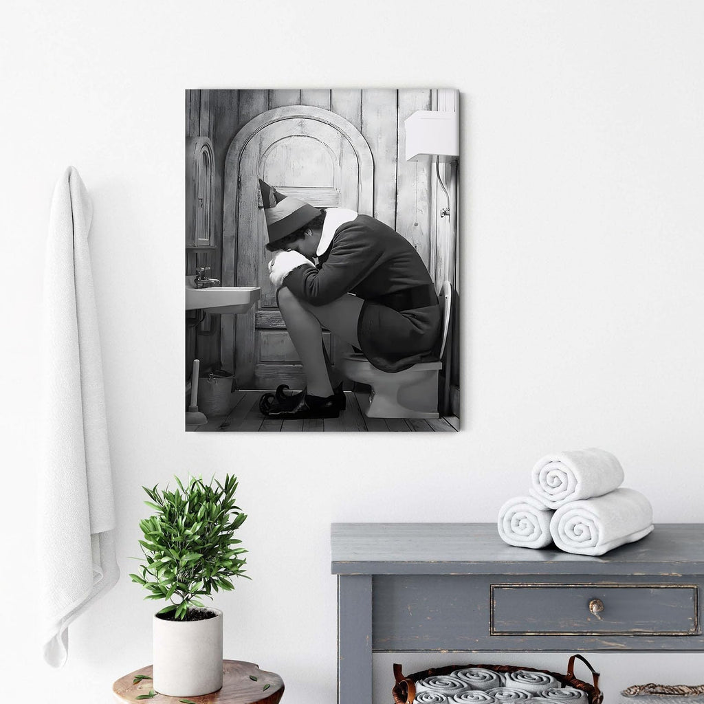 Funny Bathroom Canvas Wall Art, Toilet Paper Humor Poster, 24x30 Inch