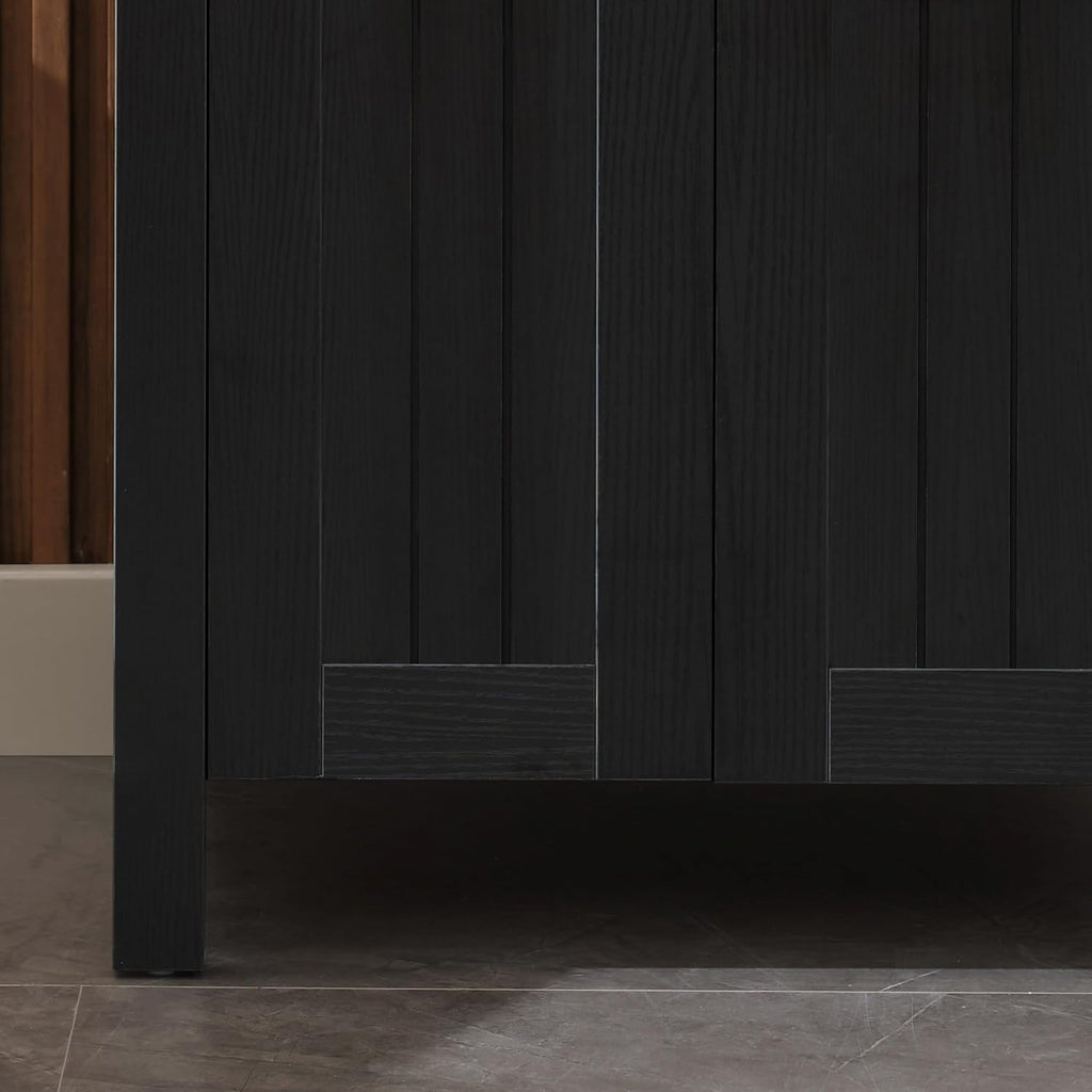 Black 24" Bathroom Vanity Without Sink,Modern Freestanding Sink Cabinet,Stylish Bathroom Vanity Cabinet,Grooved