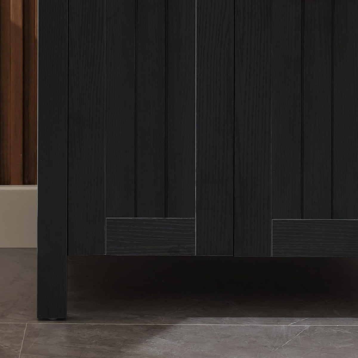 Black 24" Bathroom Vanity Without Sink,Modern Freestanding Sink Cabinet,Stylish Bathroom Vanity Cabinet,Grooved