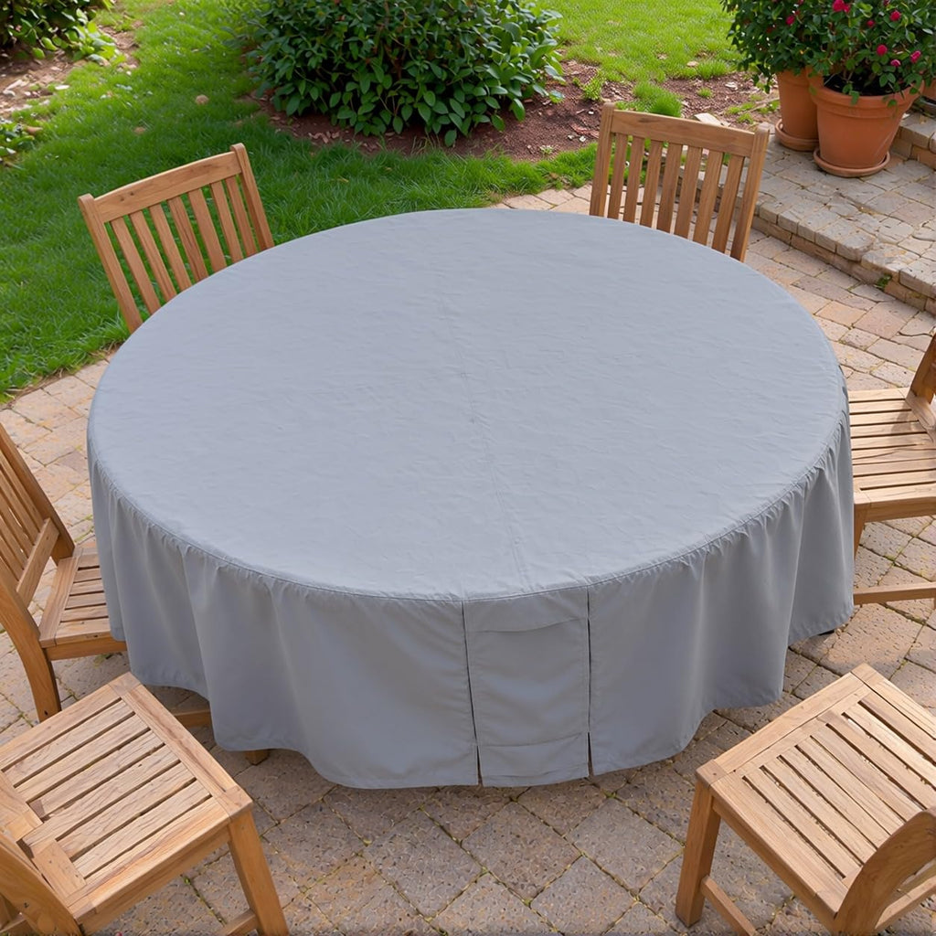 Round Patio Furniture Cover Waterproof, Outdoor Round Table and Chair Set Cover with Air Vents - 60" Diameter x 23"H