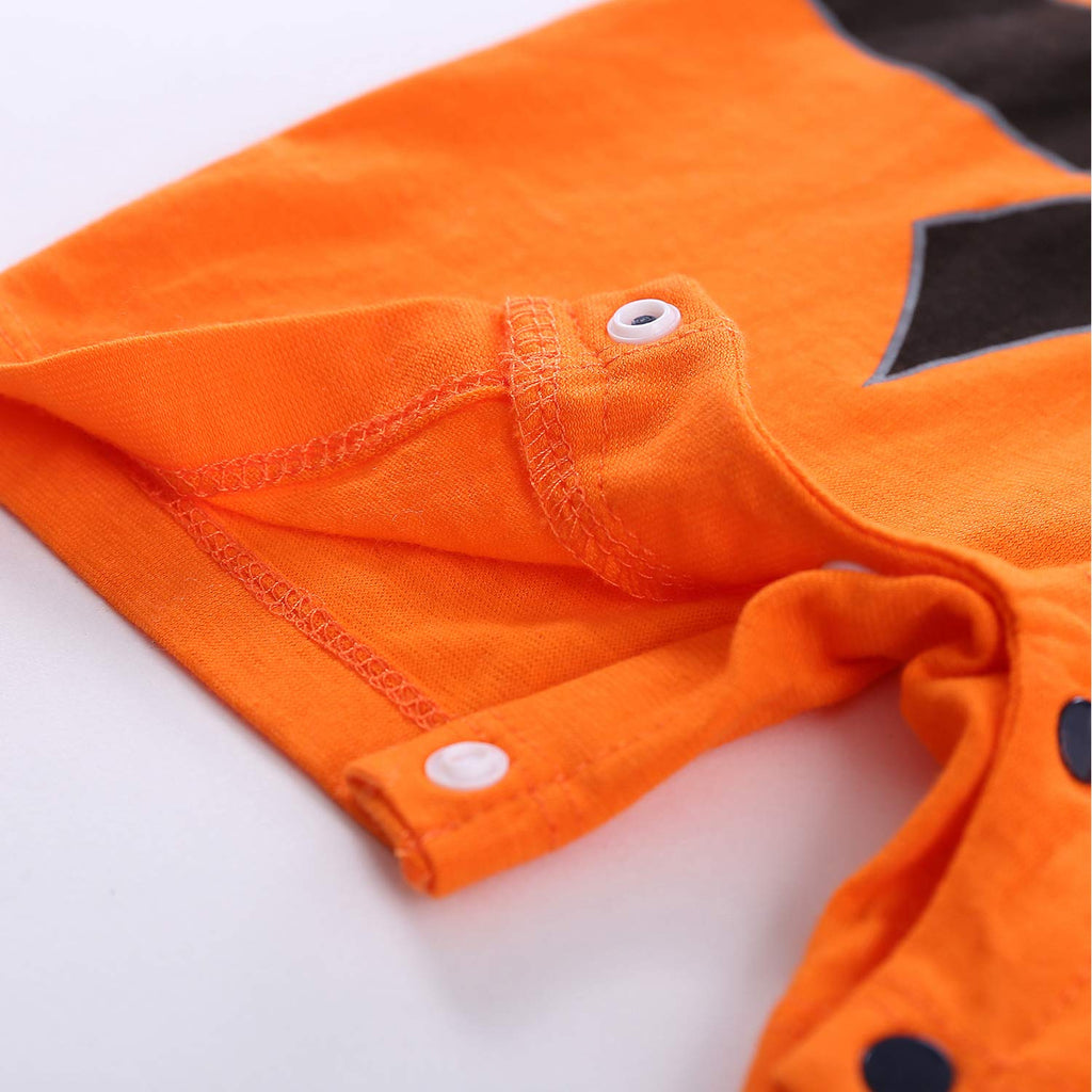 Baby Boys' 2 Pack Short Sleeve Romper Toddler Cartoon Bodysuit Outfits, Orange/Blue, YY-LTY1959