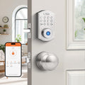 Smart Keyless Entry Door Lock with Knob Set, Satin Nickel