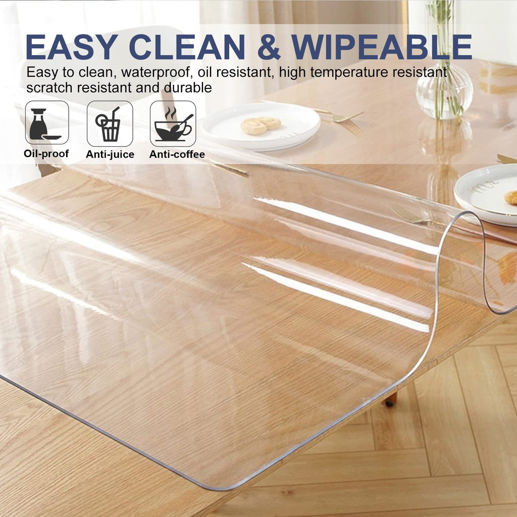 Clear Plastic Protector Wood Furniture Table Topper Protective Cover Dining Living Room Countertop Thick PVC