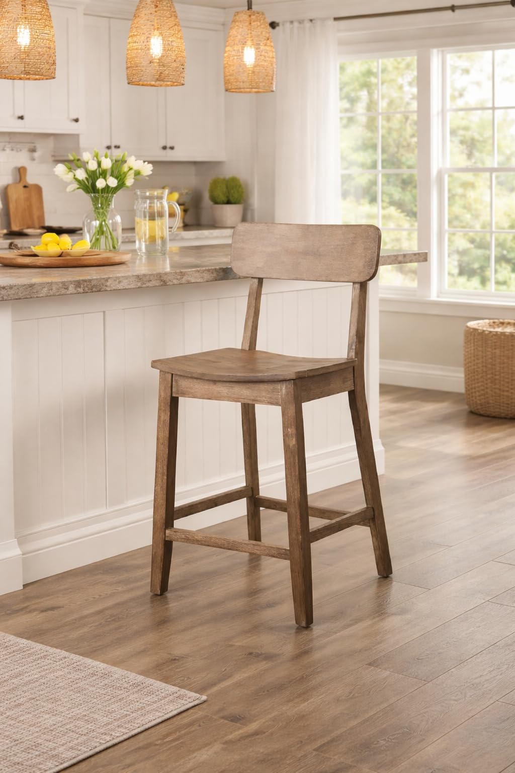 Inspired Bertoia Style Torino Counter Height Stool - Barnwood Wire-Brush