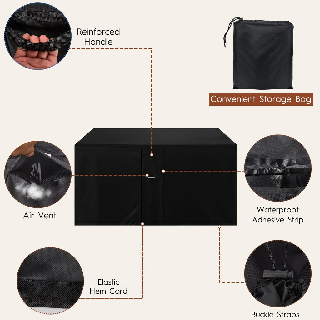 Fire Pit Cover Outdoor Rectangle 56"L x 38"W x 24"H Heavy-Duty Waterproof 600D Oxford Fading Resistant Tear-Resistant