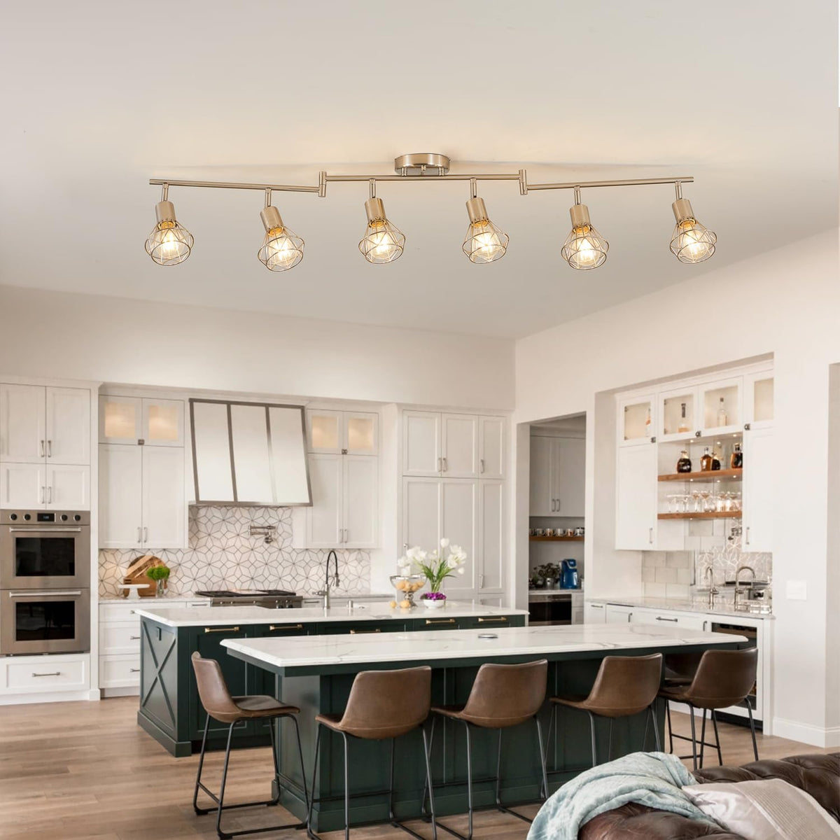 Farmhouse Track Lighting Fixtures Ceiling with Flexibly Rotatable Light Heads - Kitchen Lights Ceiling Mount