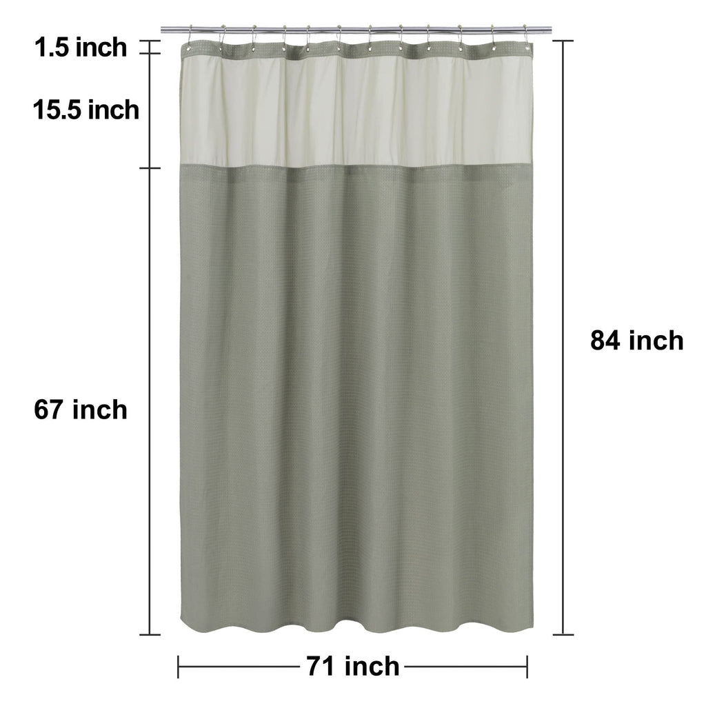 Extra Long Waffle Shower Curtain with Snap-in Liner Sage, 71x84