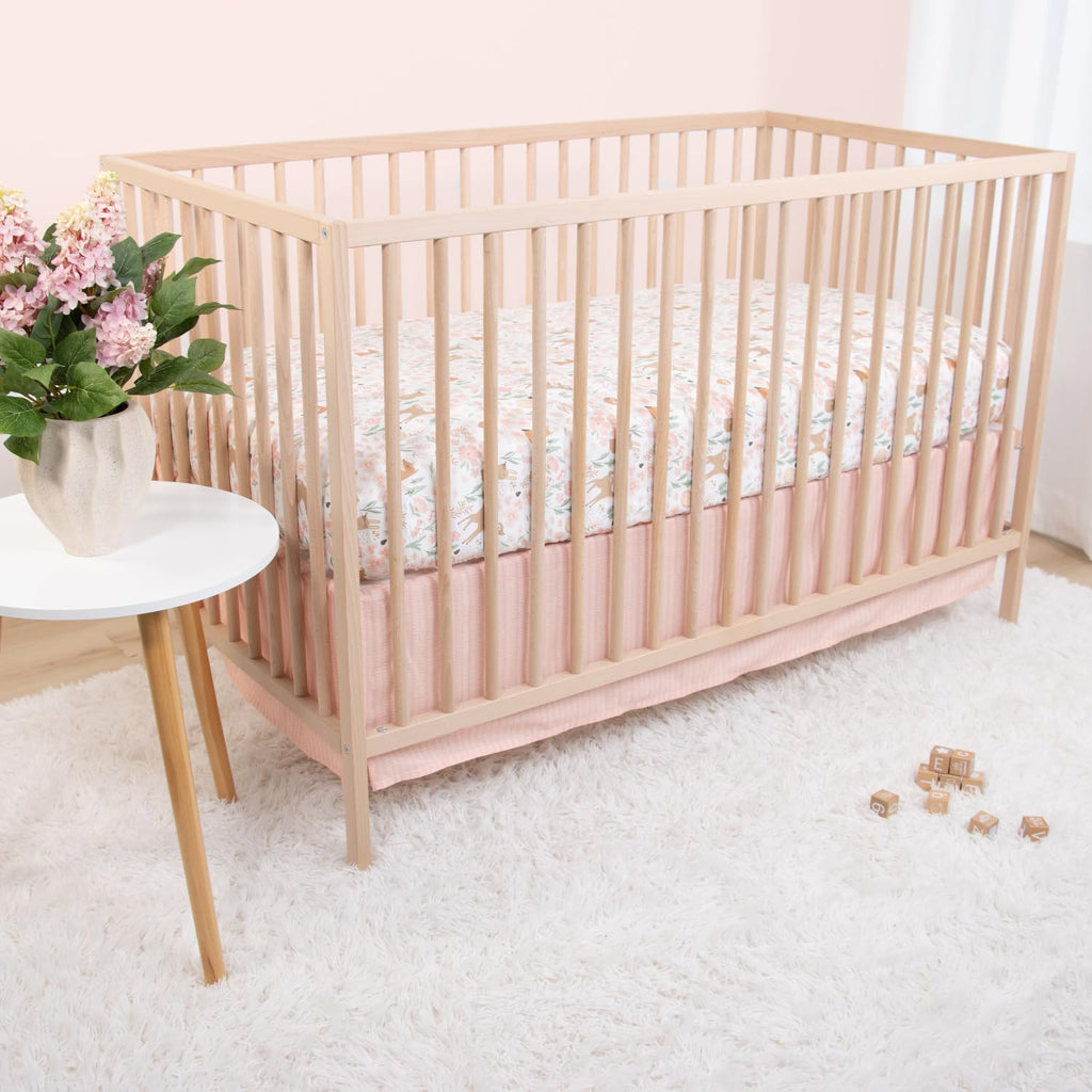 3 Piece Baby Crib Bedding Set for Girls - Newborn, Infant & Toddler Nursery Bed Set Decor with Fitted Crib Sheet
