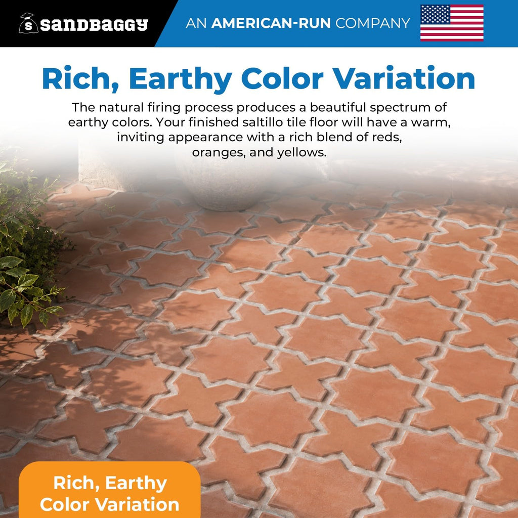 Lincoln Star & Cross Saltillo Terracotta Tile | Unsealed Handmade Mexican Tile - (10, Star & Cross Tile)