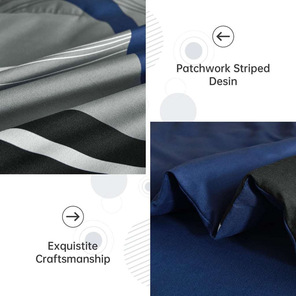 Comforter Set, Navy Blue Boho Bed in a Bag
