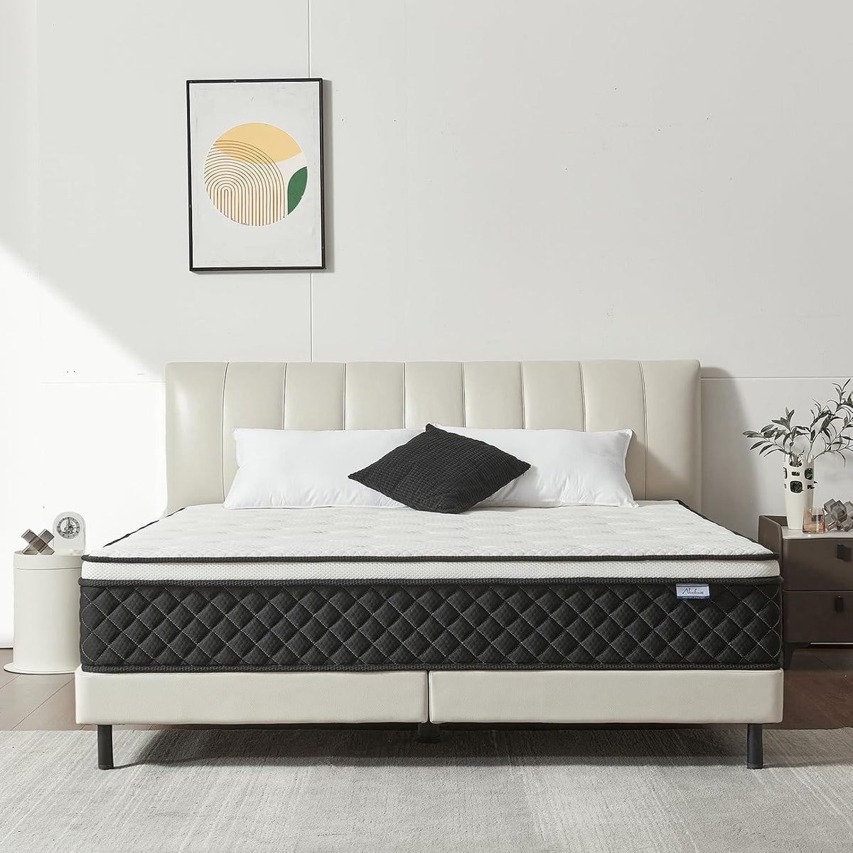 Queen Mattress, 12 Inch Queen Size Mattress in a Box, Memory Foam Mattress with Pocket Springs, Medium Firm, Lumbar