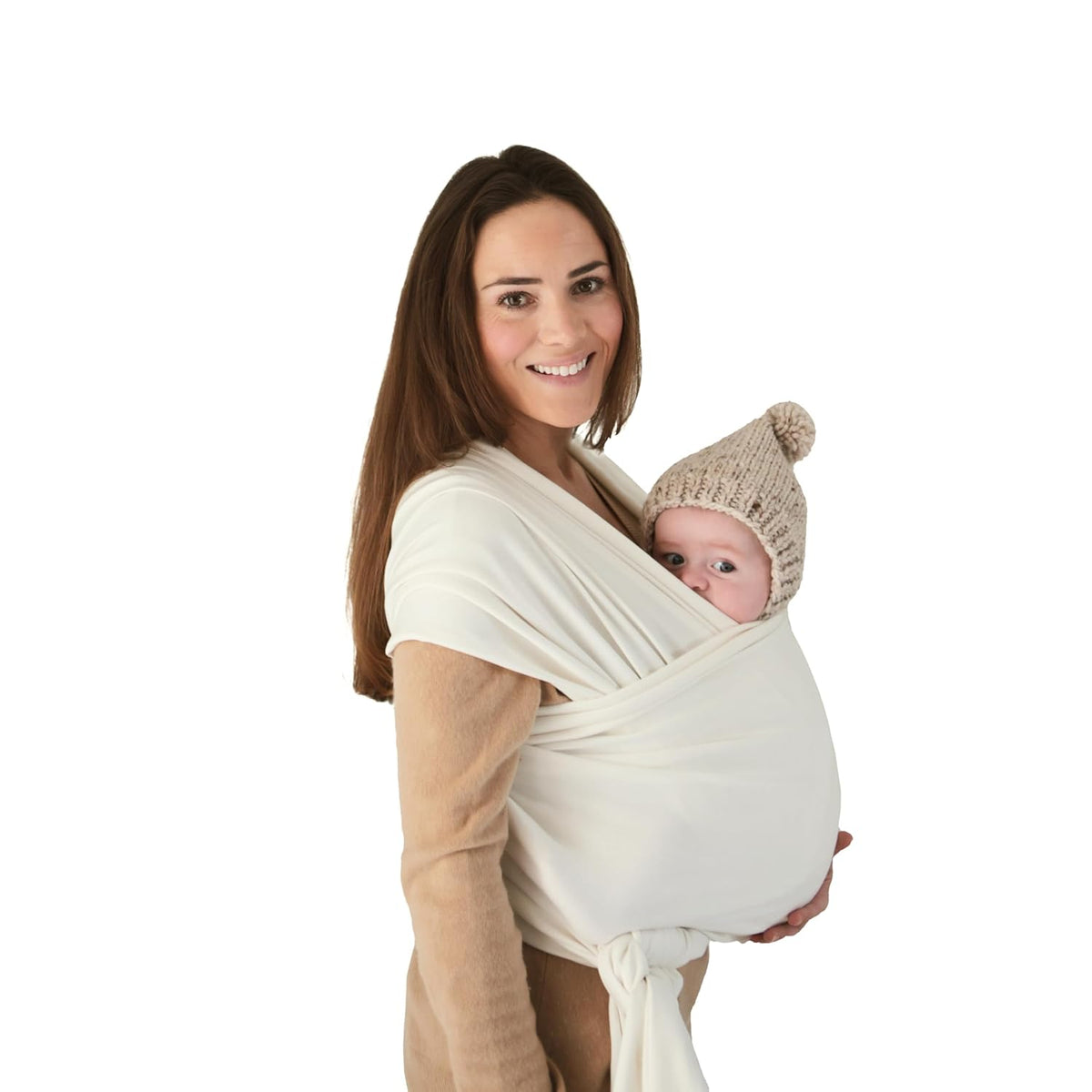Baby Wrap Carrier | Organic Cotton and Elastane | Infant Sling for Newborn and Babies 8-35 lbs (Ivory)