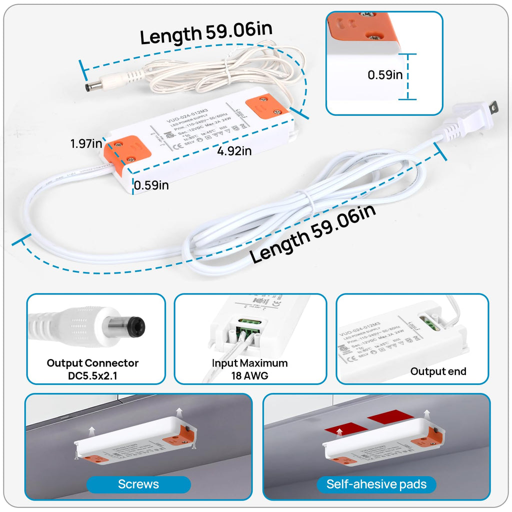 Under Cabinet Lighting Kit Plug in 21W 3000K Dimmable with Remote