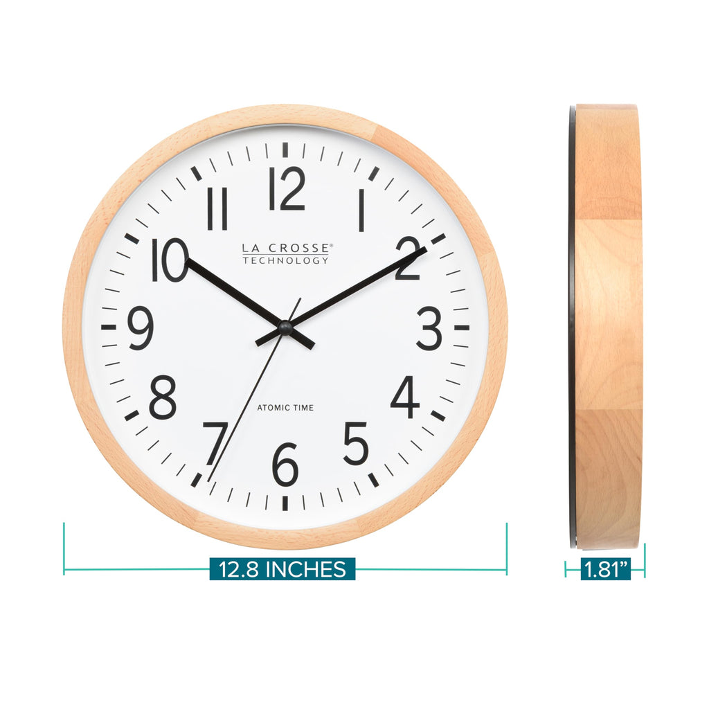 Inspired Nelson Style 12.8-Inch Beech Wood Atomic Analog Wall Clock