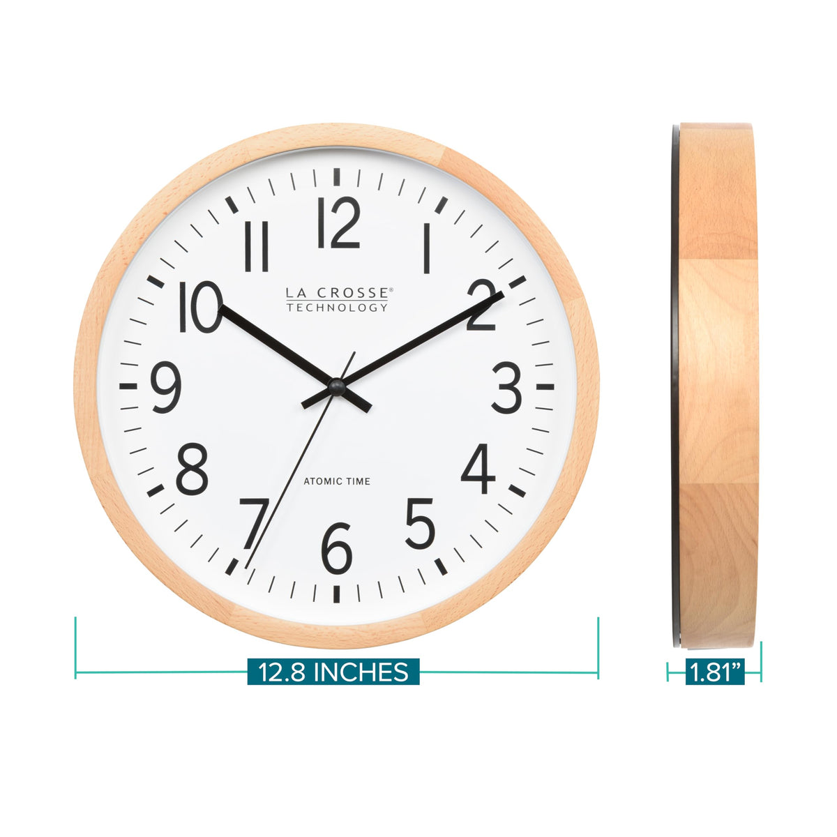 Inspired Nelson Style 12.8-Inch Beech Wood Atomic Analog Wall Clock
