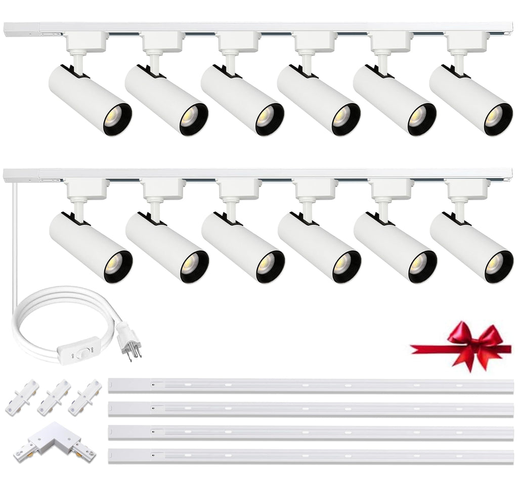 Plug in H Type LED Track Lighting Kits Dimmable Adjustable Angle Heads
