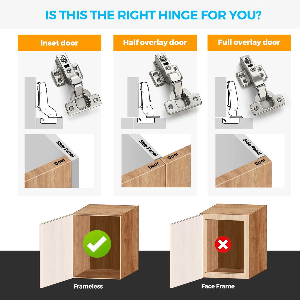 60 Pack 30 Pairs European Half Overlay Soft Close Cabinet Hinges