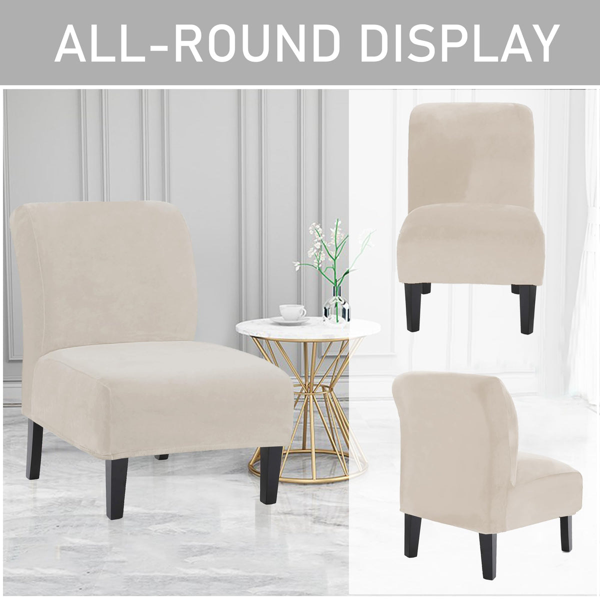 Armless Accent Chair Slipcovers, Thick Slipper Accent Chair Covers Hotel Oversized Big Chairs, Removable Furniture