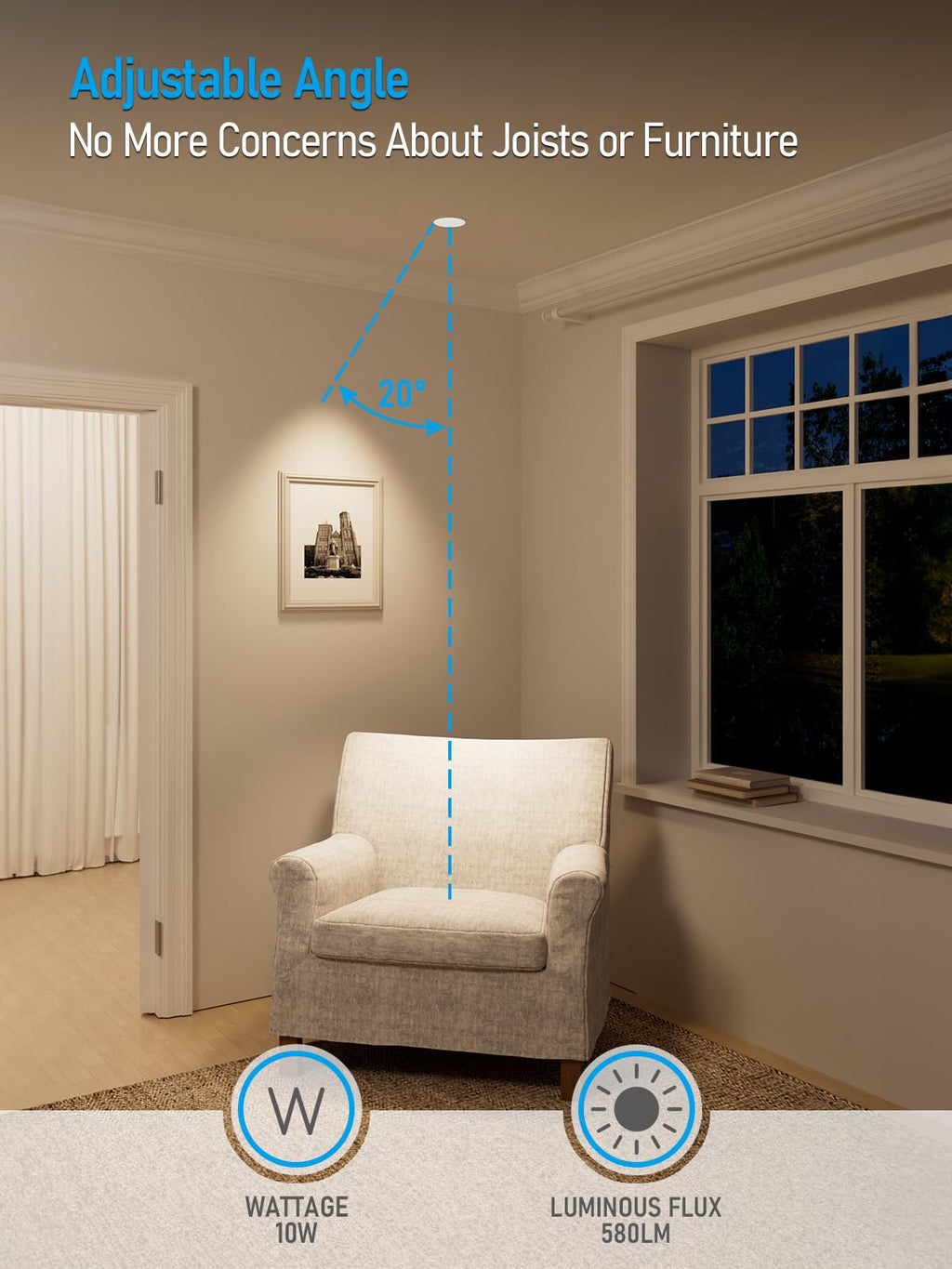 3 Inch 5CCT Zero Glare LED Recessed Lights with J-Box