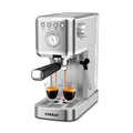 Slim Espresso Machine with Milk Frother Latte, Metal Silver