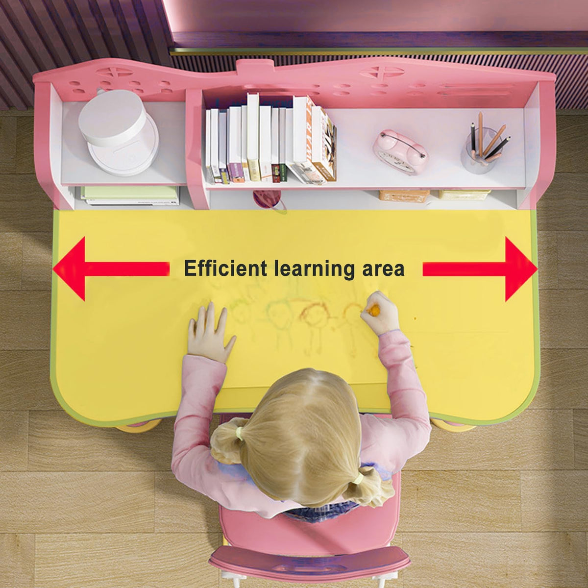Kids Functional Desk and Chair Set, Height Adjustable Children School Study Desk with Storage Drawer for Boys Girls