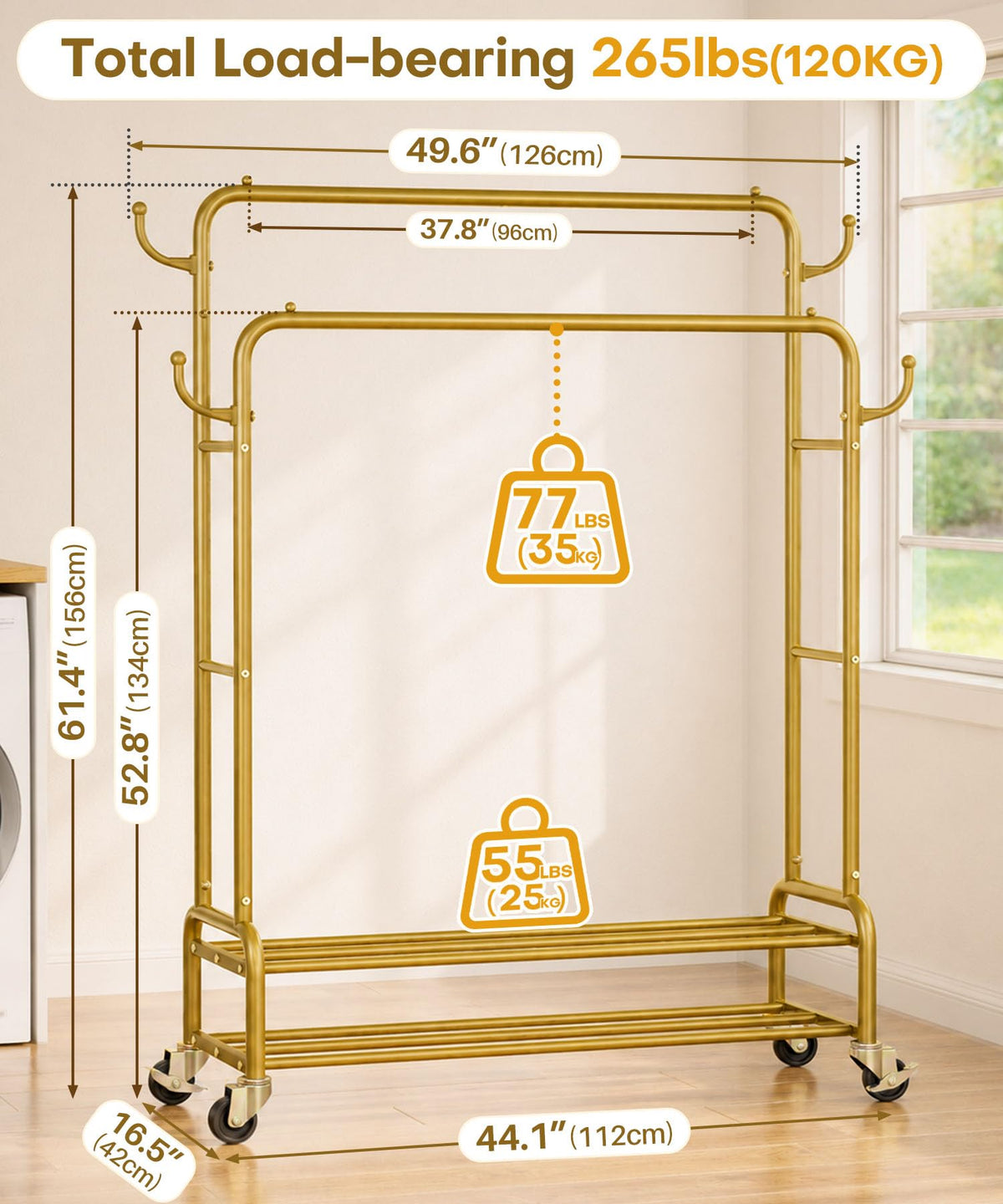 Sturdy Garment Rack : 265 lbs Heavy Duty Clothes Organizer