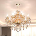 Fifteen-Light Amber K9 Crystal Chandelier, Modern Classic Silhouette