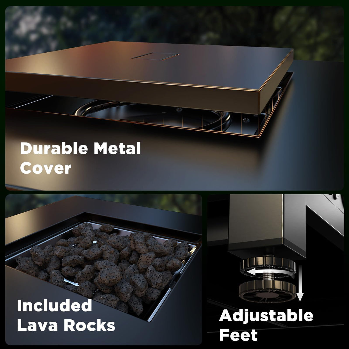 Propane Fire Pits 28 Inch Outdoor Gas Fire Pit Table, 50, 000 BTU Steel Fire Table with Lid, Add Warmth and Ambience