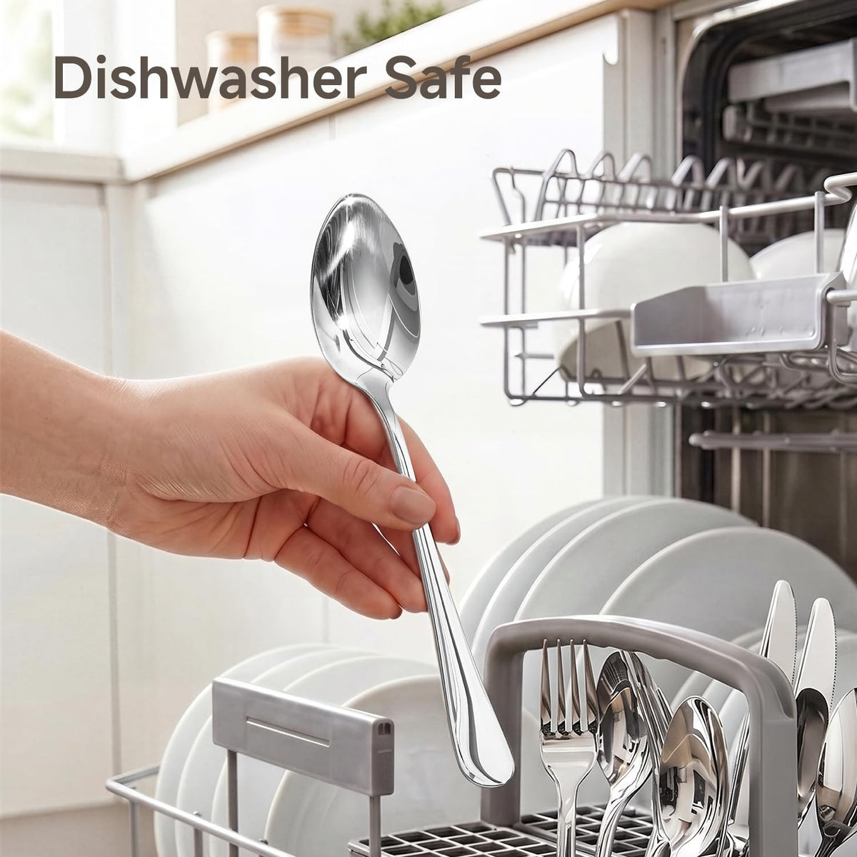 60PCS Silverware Set Service for 12, Premium Stainless Steel Flatware Set Mirror Polished, Modern Kitchen Cutlery Set