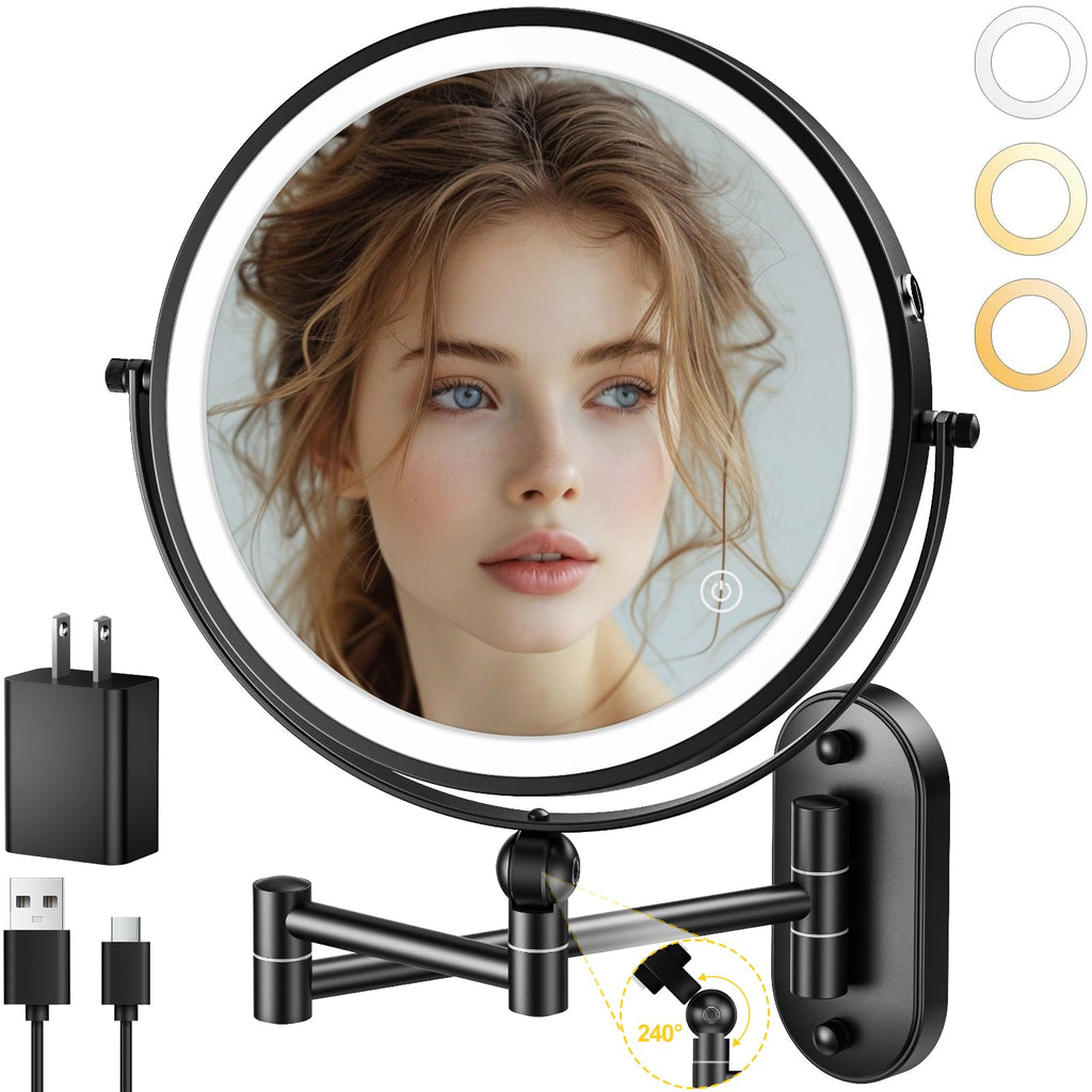 9" Wall Mounted Lighted Makeup Mirror