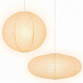Inspired Noguchi Style 2 Pcs Chinese Paper Lanterns 20 Inch White Lampshade, Large Round and Oblate Pendant Lamp Shade, Rice Paper Lampshade