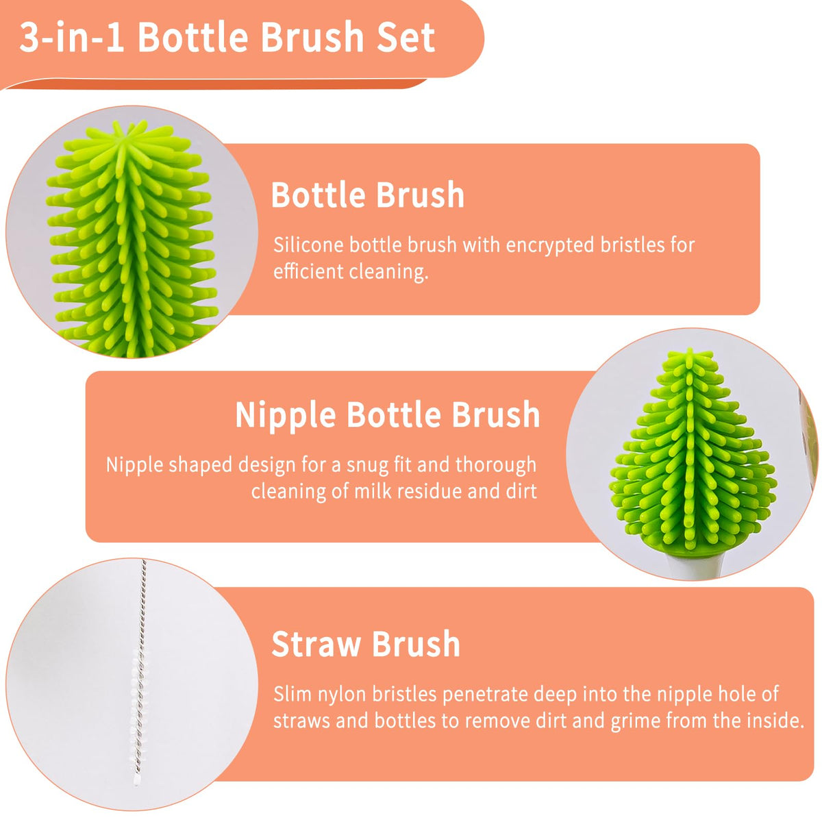 Baby Bottle Drying Rack, Travel Bottle Cleaner Kit for Working Mom, Baby Feeding Essentials - 9 x 5 x 2.5