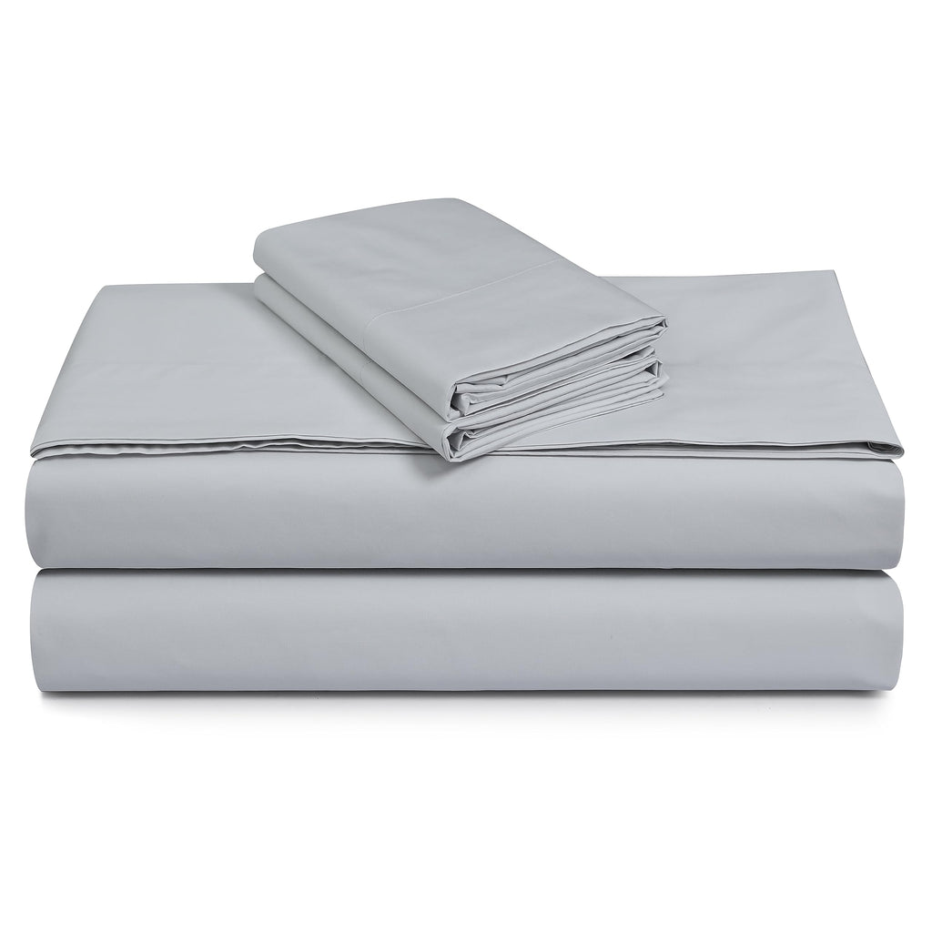 Cotton Percale Twin Size Bed Sheet Set, Soft Grey