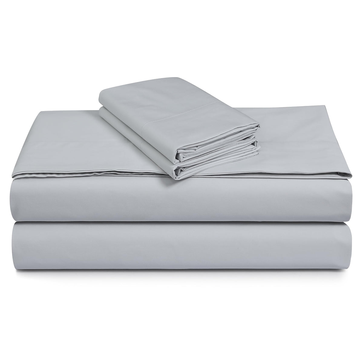 Cotton Percale Twin Size Bed Sheet Set, Soft Grey