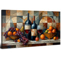 Abstract Kitchen Wall Art Geometric Wall Decor Red Wine Glass Fruits Canvas Prints Pictures Rustic Farmhouse Still