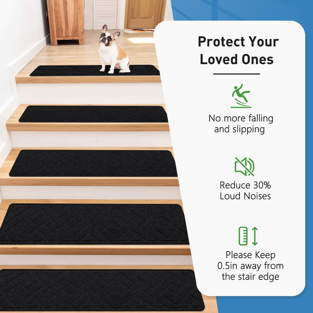 Non Slip Carpet for Wooden Steps, 15 Pack 8"x30" Indoor