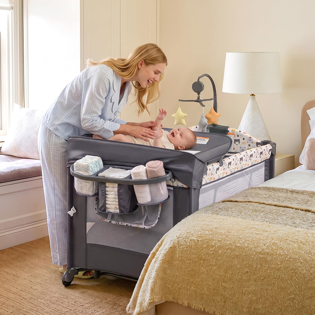 5 in 1 Play Yard, Portable Baby Playard, Bear