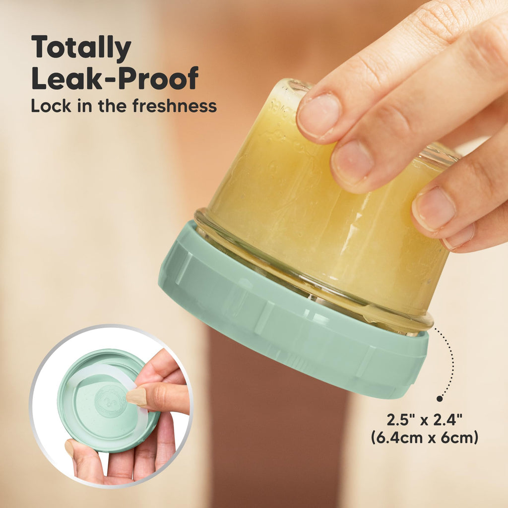 12pk 4oz Glass Baby Food Containers with Lids, BPA-Free,Musk Dusk