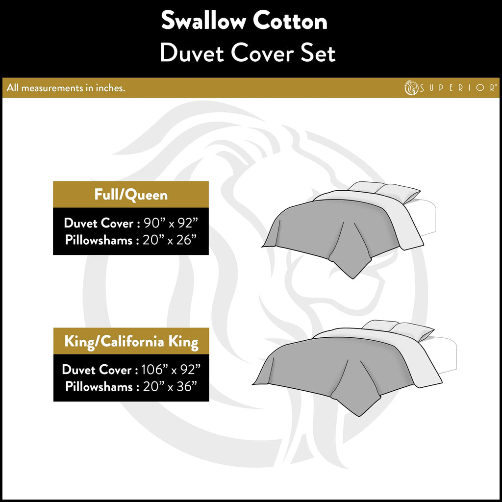 Swallow Cotton 200TC Duvet Cover Set, Comforter Cover, Bed Essentials, Embroidered Tree with Birds, Includes 1 Duvet