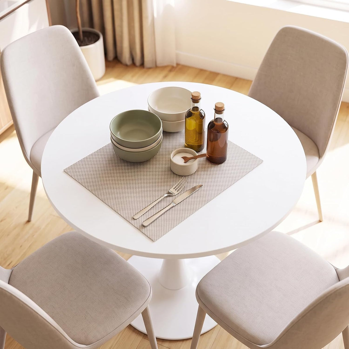 Inspired Saarinen Style Tulip Round Pedestal Dining Table — White, 32″ Round