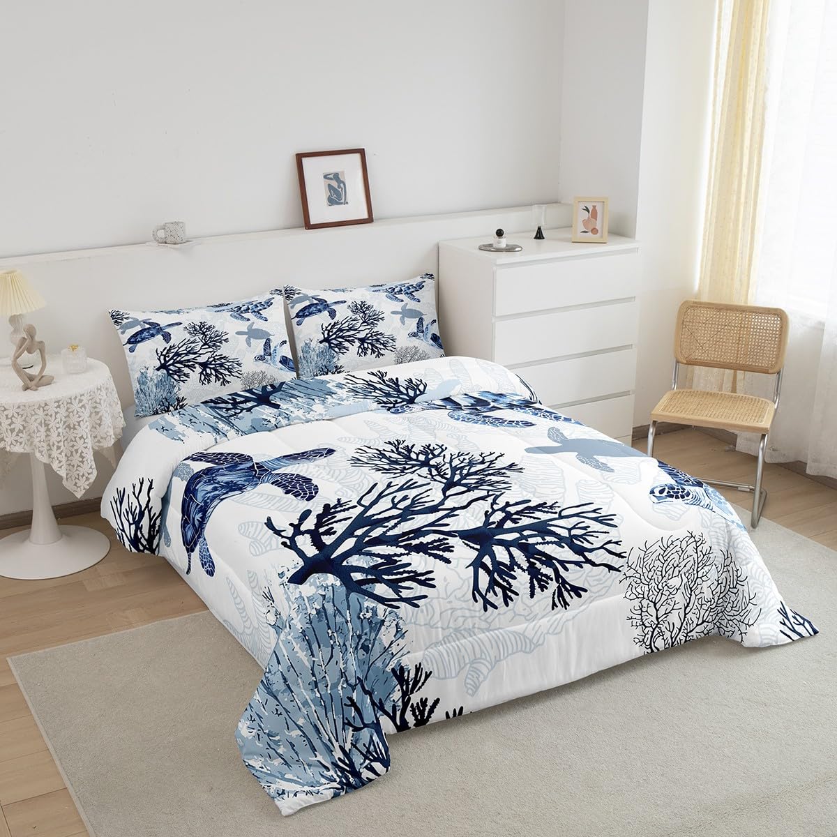 Hawaiian Turtle Bedding Set Retro Sea Turtle Comforter