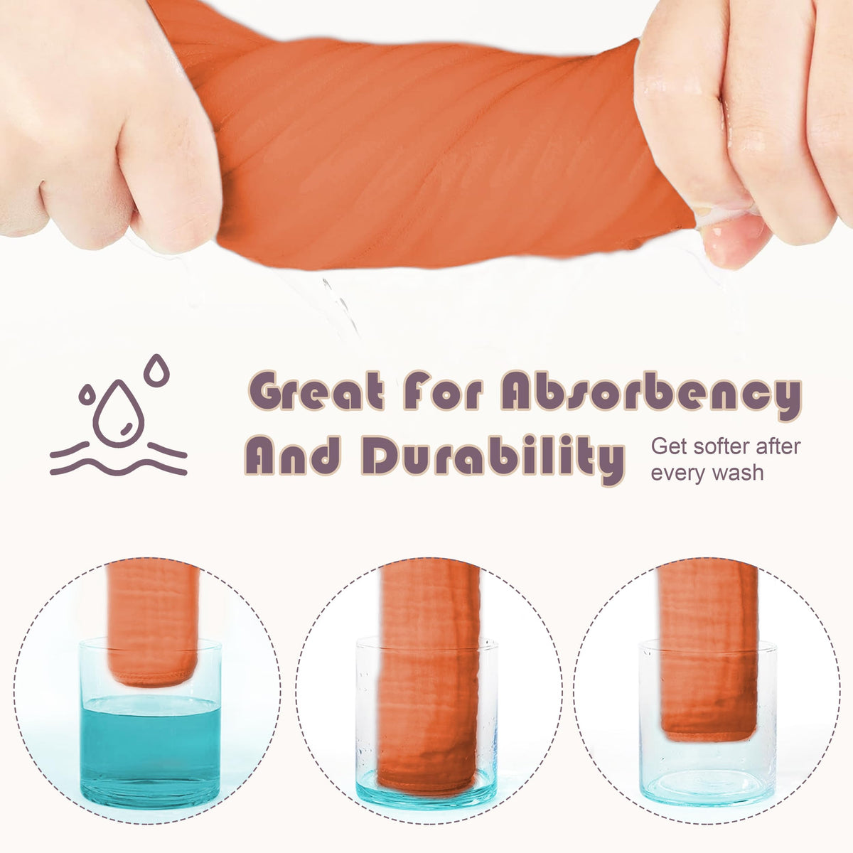 Muslin Burp Cloths Large 100% Cotton Hand Washcloths for Boys & Girls, Baby Essentials Extra Absorbent and Soft