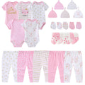 Newborn Layette Gift Set Bodysuits Pants for Baby Girl and Boy 24 Piece 100% Cotton Essentials and Accessories