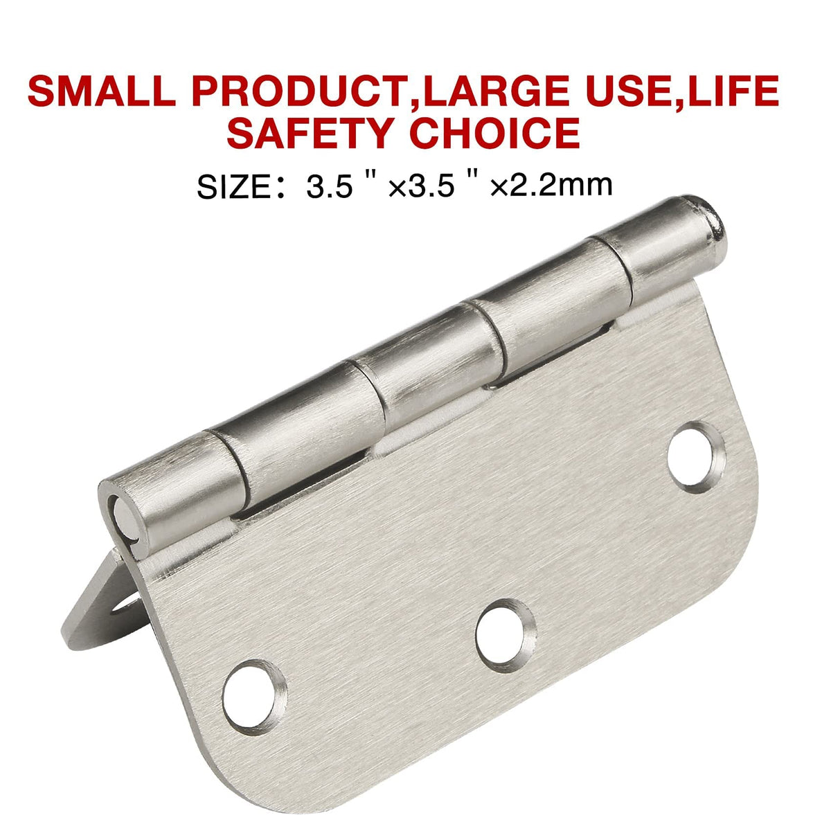 Residential Brushed Nickel Door Hinges 3.5" X 3 1/2" 5/8" Radius