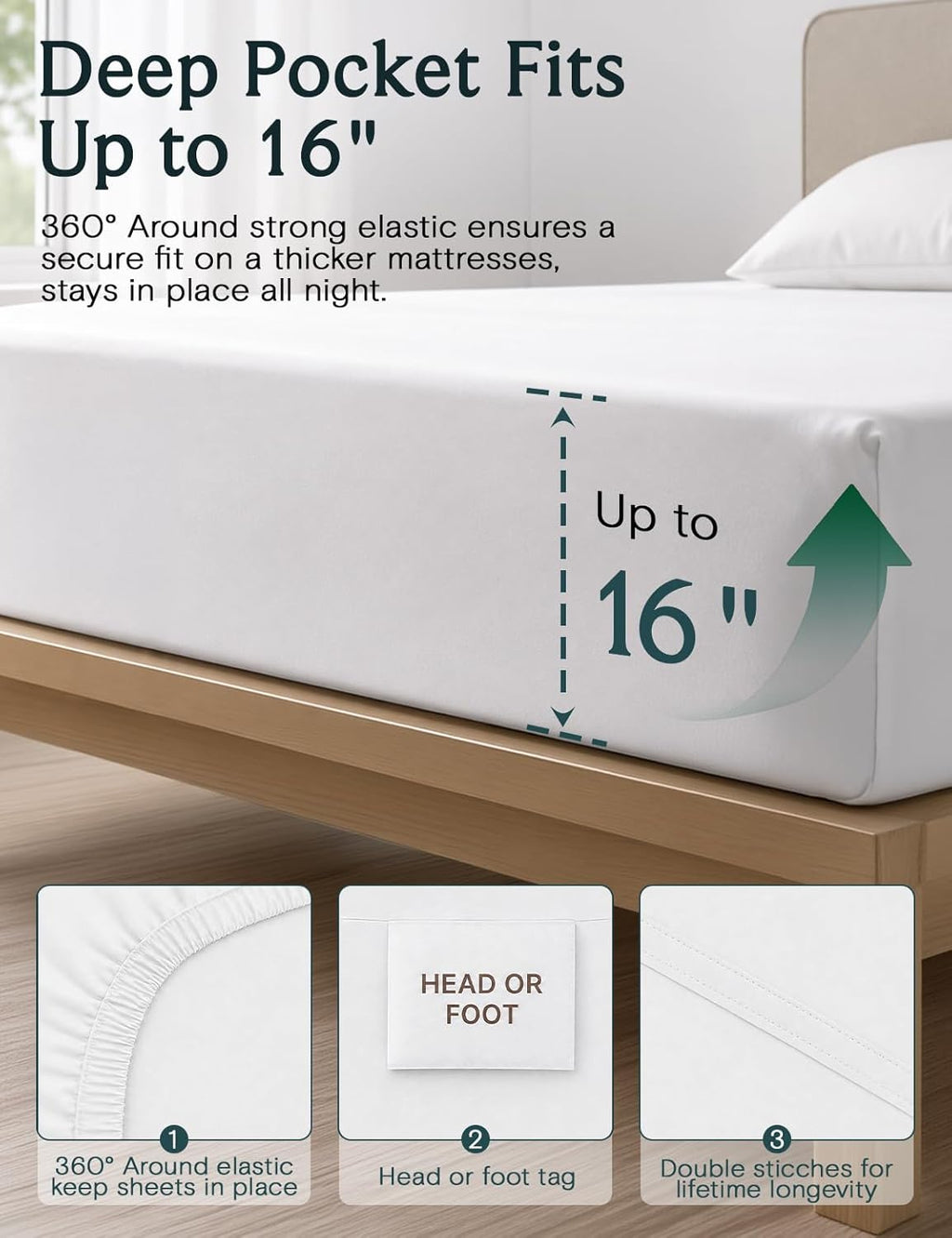 Sheet Set, Bed Sheets 4PC, Deep Pocket Cooling Bed Sheets, Soft Hotel Luxury Bedding for Mattress Wrinkle