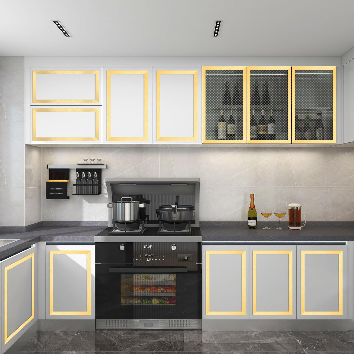 Gold Metalized Brushed Finish Molding Trim, Peel and Stick Strip for Mirror Frame, Wall, Fireplace and Home DIY