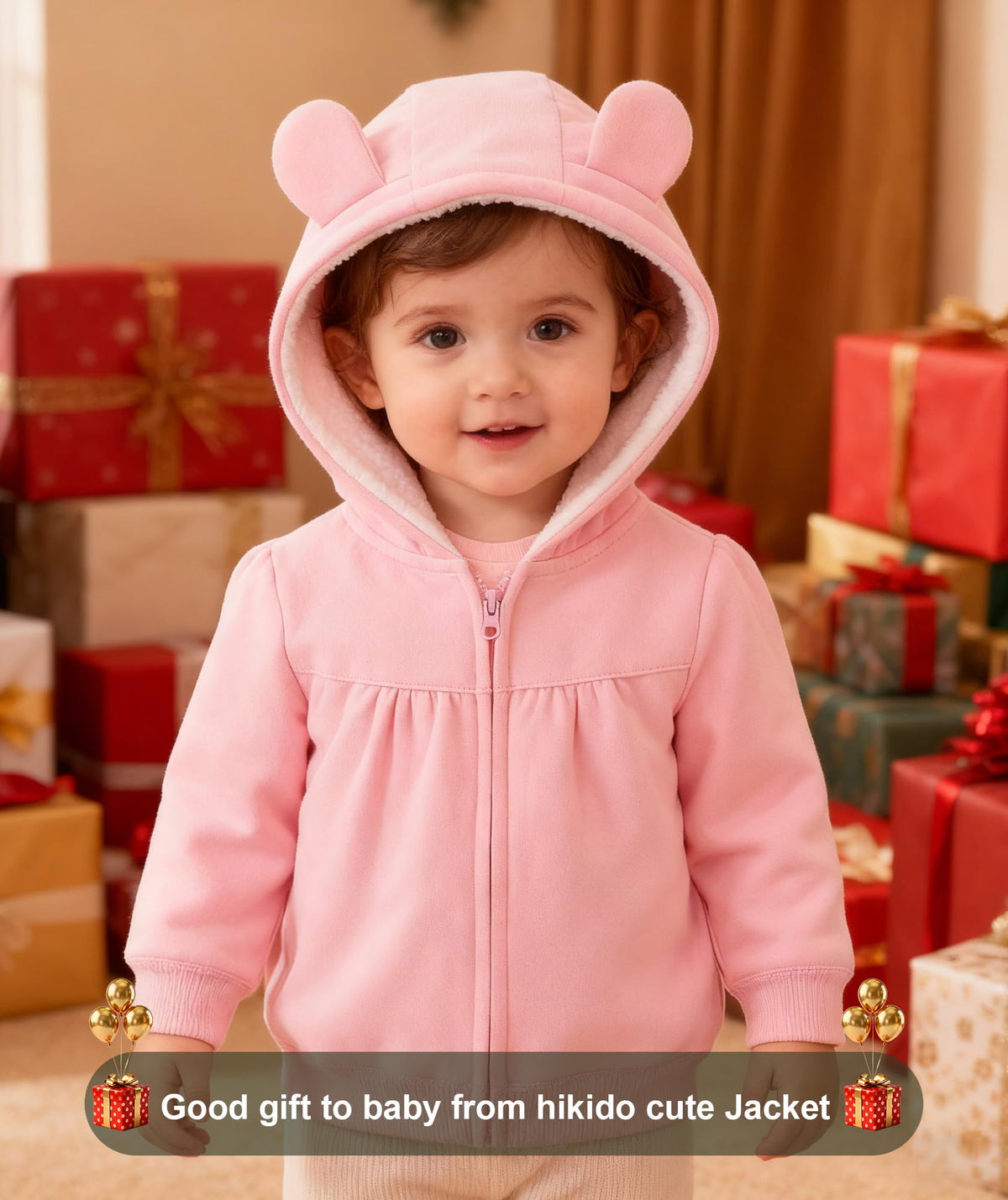 Baby Girl Clothes Toddler Hoodie Winter Jacket Baby Girl Coats Sweatshirt Zipper Fleece Snow Suit Pink
