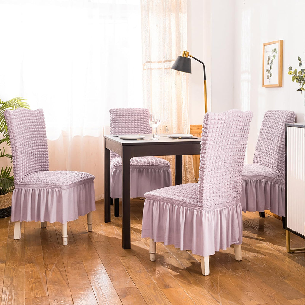 Chair Covers Set of 6 Stretch Chair Slipcovers with Skirt Removable Washable Kitchen Chair Protector Cover Set