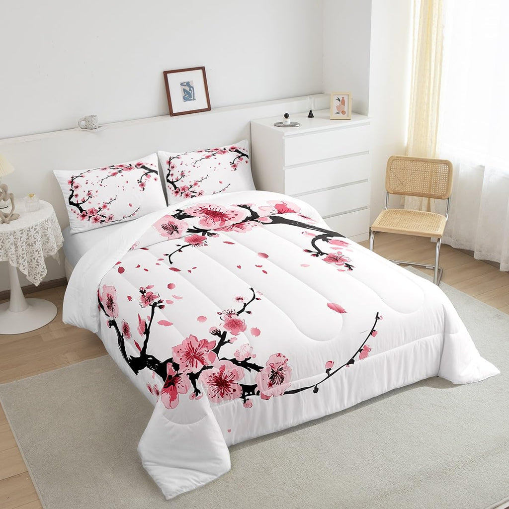 Cherry Blossoms Traditional Comforter Set Bedding