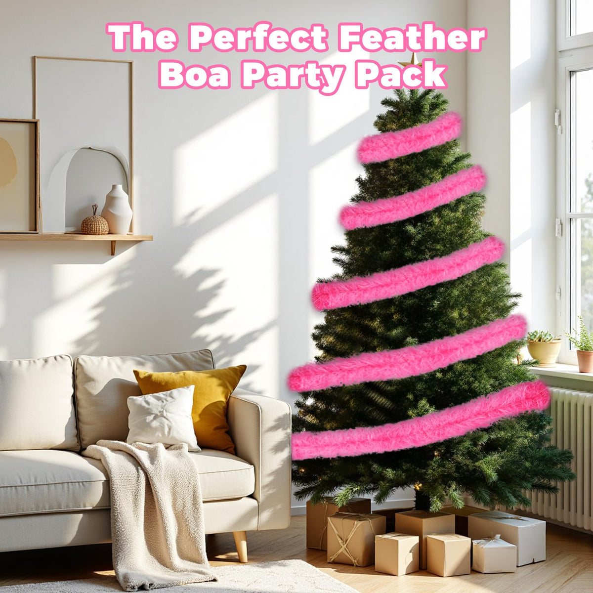 Feather Boas Party Pack (2m/6.6ft) pink feather boa Heart Sunglasses
